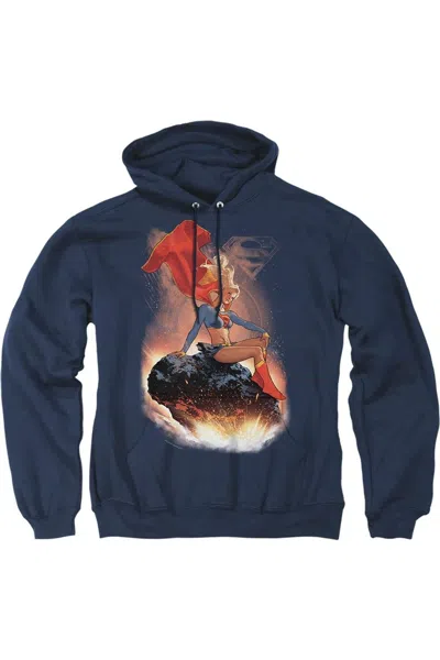 Gildan Superman Ride It Out Adult Pull Over Hoodie / Hooded Sweatshirt In Blue