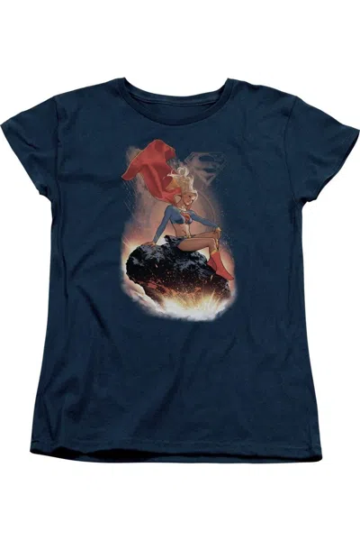 Gildan Superman Ride It Out Short Sleeve Womens Tee / T-shirt In Blue