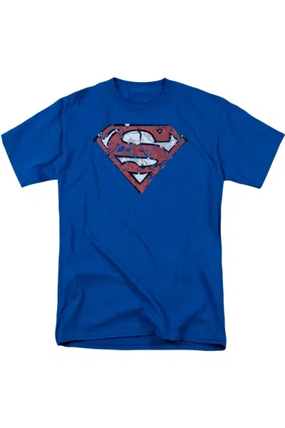 Gildan Superman Ripped And Shredded Short Sleeve Adult Tee / T-shirt In Blue