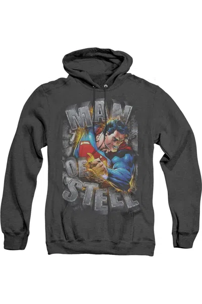 Gildan Superman Ripping Steel Adult Heather Hoodie / Hooded Sweatshirt In Black