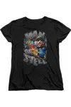 Gildan Superman Ripping Steel Short Sleeve Womens Tee / T-shirt In Black