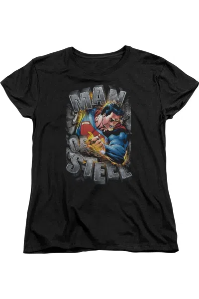 Gildan Superman Ripping Steel Short Sleeve Womens Tee / T-shirt In Black