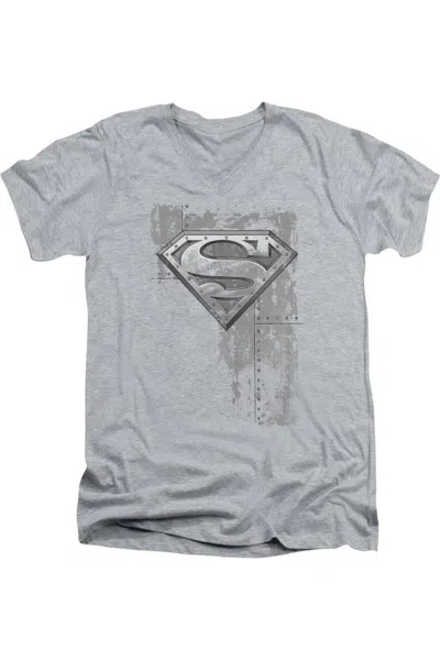 Gildan Superman Riveted Metal Short Sleeve Adult V Neck Tee / T-shirt In Multi