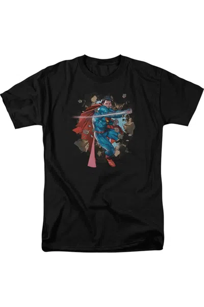 Gildan Superman Rock Breaker Short Sleeve Adult Tee / T-shirt In Black