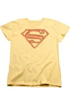 Gildan Superman Rough Shield Short Sleeve Womens T-shirt In Yellow