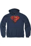 Gildan Superman Rusted Shield Adult Pull Over Hoodie / Hooded Sweatshirt In Blue