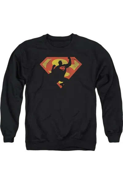 Gildan Superman S Shield Knockout Adult Crewneck Sweatshirt In Black
