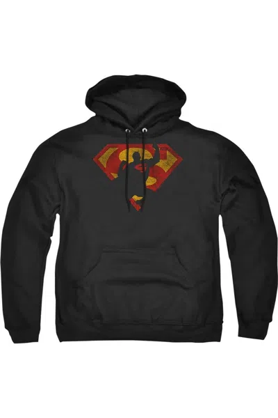 Gildan Superman S Shield Knockout Adult Pull Over Hoodie / Hooded Sweatshirt In Black