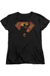 Gildan Superman S Shield Knockout Short Sleeve Womens Tee / T-shirt In Black