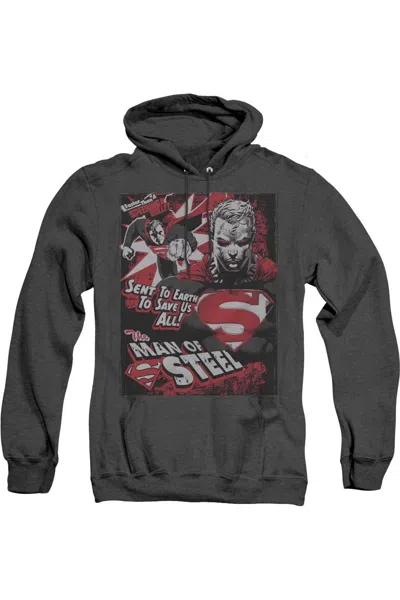 Gildan Superman Save Us All Adult Heather Hoodie / Hooded Sweatshirt In Black
