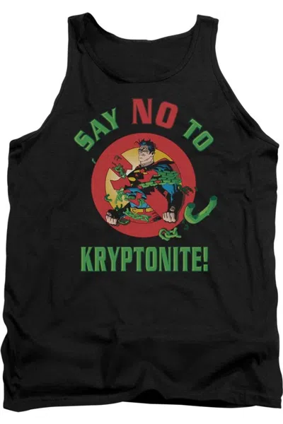 Gildan Superman Say No To Kryptonite Adult Tank Top In Black