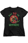 Gildan Superman Say No To Kryptonite Short Sleeve Womens Tee / T-shirt In Black