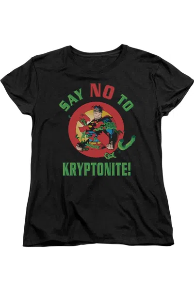 Gildan Superman Say No To Kryptonite Short Sleeve Womens Tee / T-shirt In Black