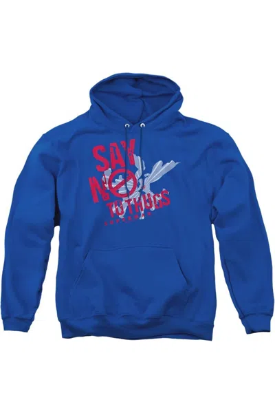 Gildan Superman Say No To Thugs Adult Pull Over Hoodie / Hooded Sweatshirt In Blue