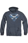 Gildan Superman Scottish Shield Adult Heather Hoodie / Hooded Sweatshirt In Blue