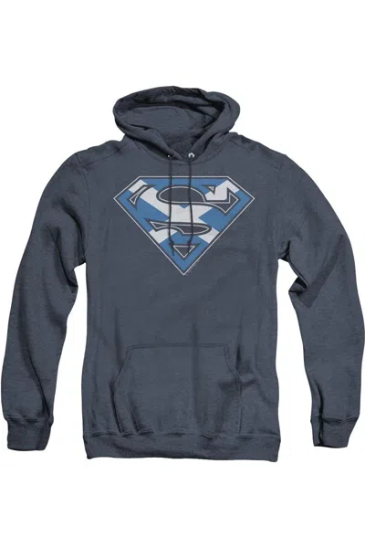 Gildan Superman Scottish Shield Adult Heather Hoodie / Hooded Sweatshirt In Blue