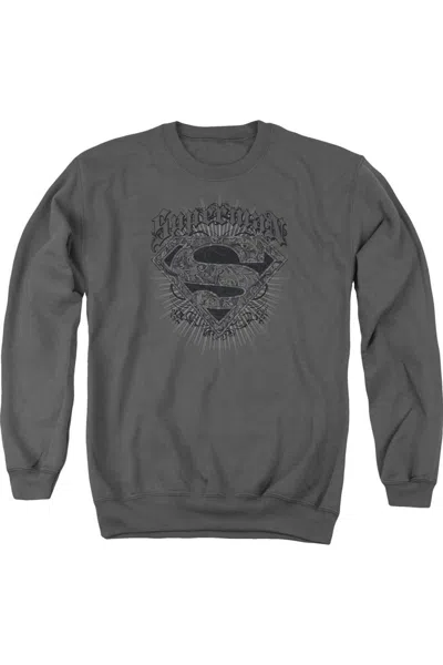 Gildan Superman Scrolling Shield Adult Crewneck Sweatshirt In Pink