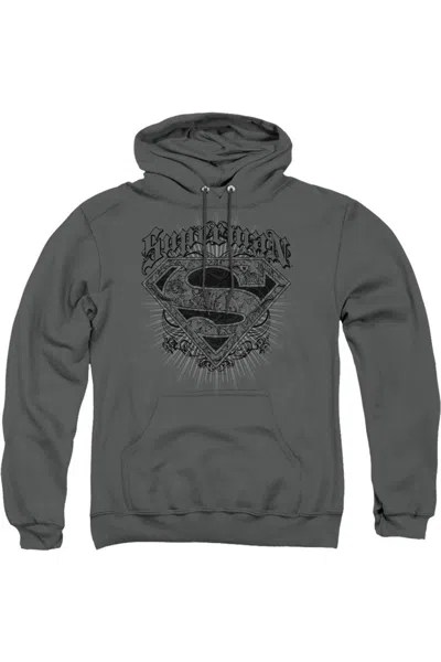 Gildan Superman Scrolling Shield Adult Pull Over Hoodie / Hooded Sweatshirt In Pink
