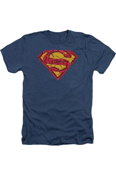 Gildan Superman Shattered Shield Adult Heather Tee / T-shirt In Blue