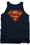 Gildan Superman Shattered Shield Adult Tank Top In Blue