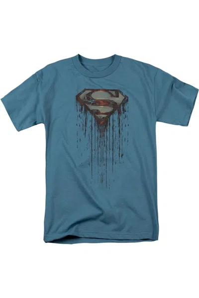 Gildan Superman Shield Drip Short Sleeve Adult Tee / T-shirt In Grey