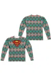 Gildan Superman Shield Sweater (front/back Print) Long Sleeve Adult Poly Crew Tee / T-shirt In White