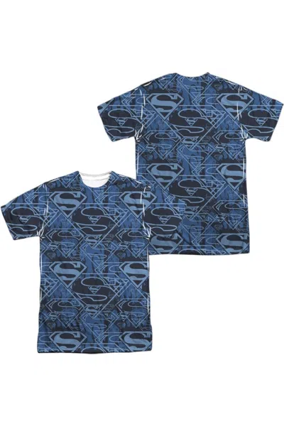 Gildan Superman Shielded (front/back Print) Short Sleeve Adult 100% Poly Crew Tee / T-shirt In White
