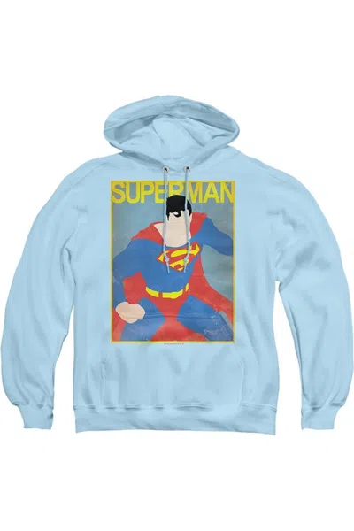 Gildan Superman Simple Poster Adult Pull Over Hoodie / Hooded Sweatshirt In Blue