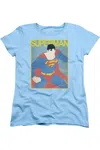 Gildan Superman Simple Poster Short Sleeve Womens Tee / T-shirt In Blue
