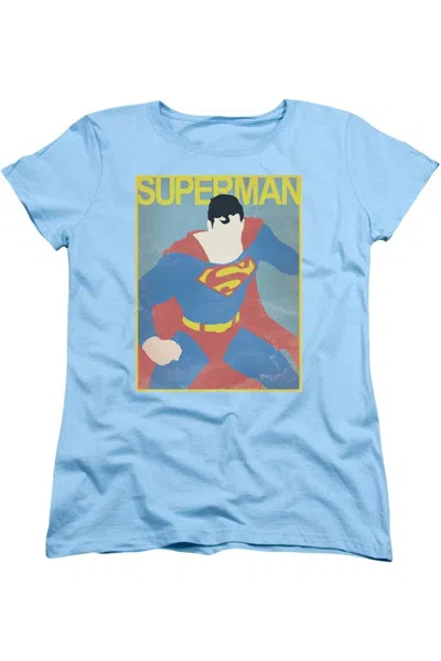 Gildan Superman Simple Poster Short Sleeve Womens Tee / T-shirt In Blue