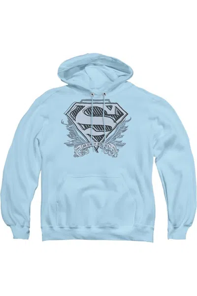 Gildan Superman Sketchy Crest Shield Adult Pull Over Hoodie / Hooded Sweatshirt In Blue