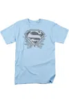 Gildan Superman Sketchy Crest Shield Short Sleeve Adult Tee / T-shirt In Blue