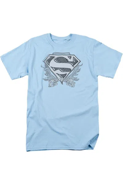 Gildan Superman Sketchy Crest Shield Short Sleeve Adult Tee / T-shirt In Blue