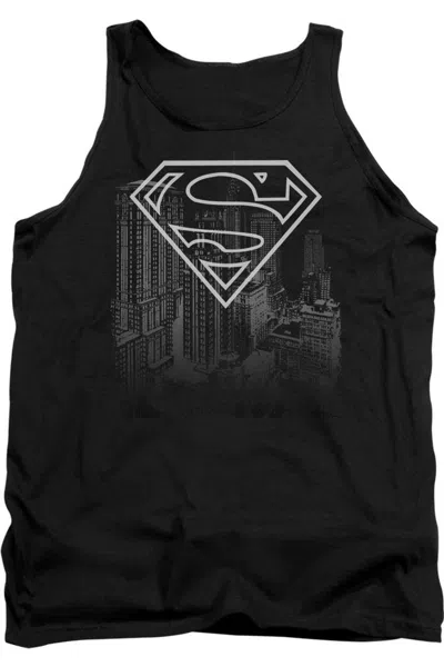 Gildan Superman Skyline Adult Tank Top In Black