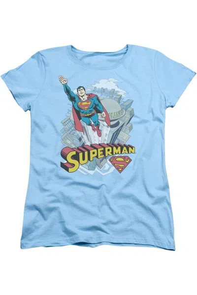 Gildan Superman Skyward Short Sleeve Womens Tee / T-shirt In Blue