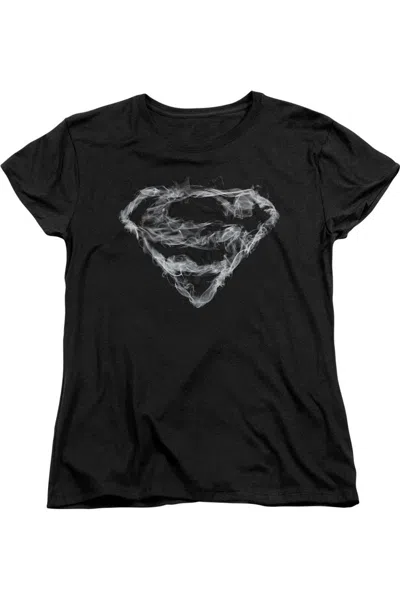 Gildan Superman Smoking Shield Short Sleeve Womens Tee / T-shirt In Black
