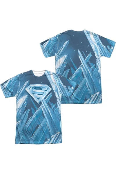Gildan Kids' Superman Solitude (front/back Print) Short Sleeve Adult 100% Poly Crew Tee / T-shirt In Blue