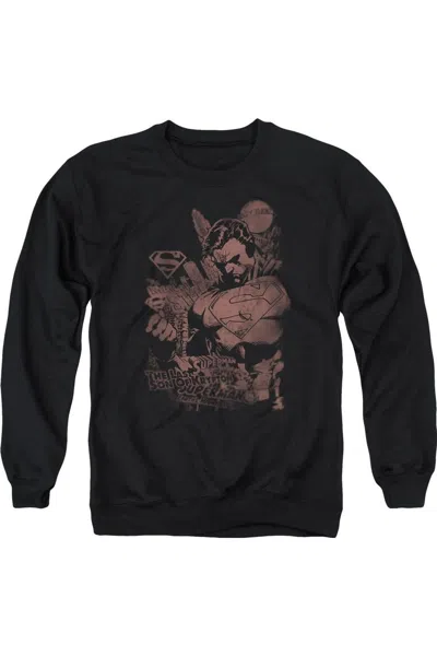 Gildan Superman Somber Power Adult Crewneck Sweatshirt In Black
