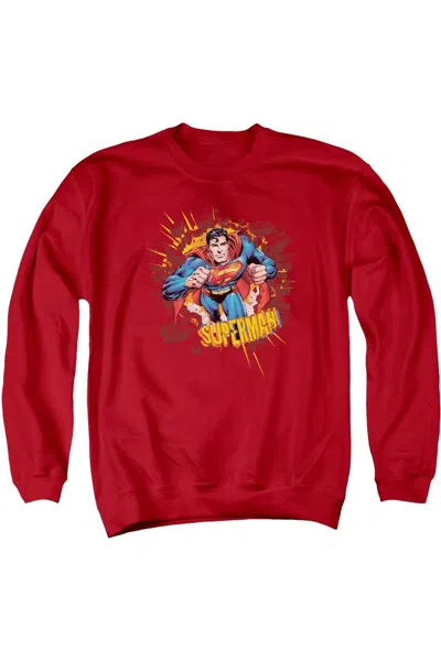 Gildan Superman Sorry About The Wall Adult Crewneck Sweatshirt In Red