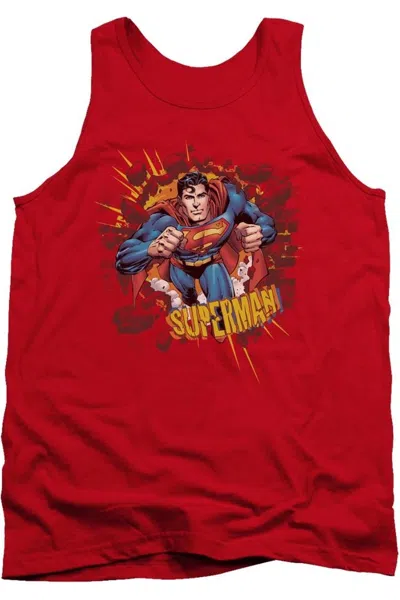 Gildan Superman Sorry About The Wall Adult Tank Top In Red