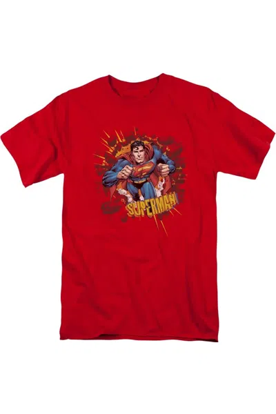 Gildan Superman Sorry About The Wall Short Sleeve Adult Tee / T-shirt In Red