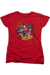 Gildan Superman Sorry About The Wall Short Sleeve Womens Tee / T-shirt In Red