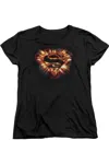 Gildan Superman Space Burst Shield Short Sleeve Womens Tee / T-shirt In Black