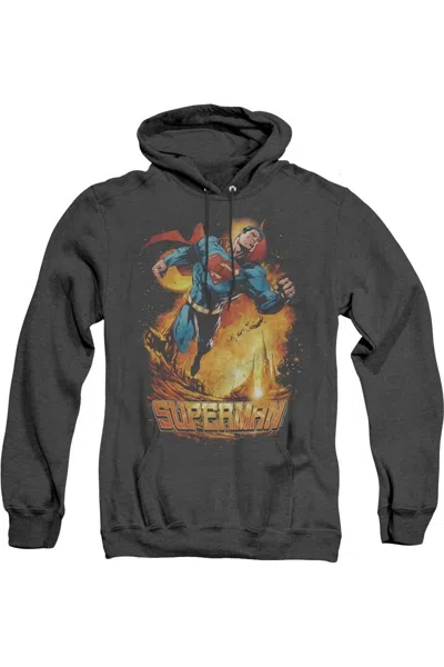 Gildan Superman Space Case Adult Heather Hoodie / Hooded Sweatshirt In Black