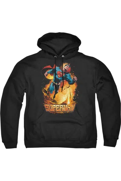 Gildan Superman Space Case Adult Pull Over Hoodie / Hooded Sweatshirt In Black