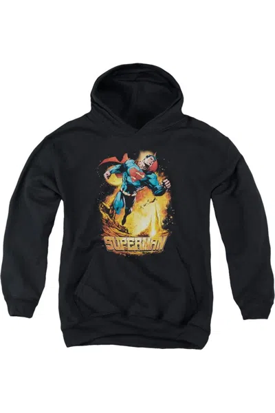 Gildan Kids' Superman Space Case Youth Pull Over Hoodie / Hooded Sweatshirt In Black