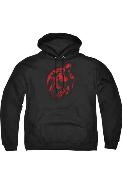 Gildan Superman Sprayed Supes Adult Pull Over Hoodie / Hooded Sweatshirt In Black