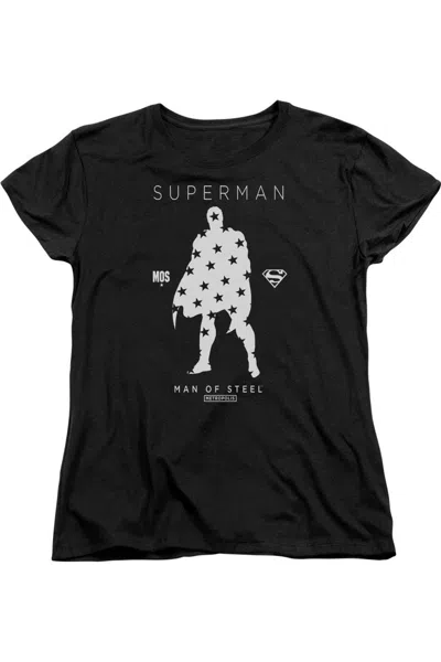 Gildan Superman Star Silhouette Short Sleeve Womens Tee / T-shirt In Black