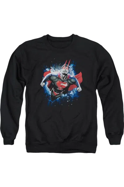 Gildan Superman Stardust Adult Crewneck Sweatshirt In Black