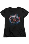 Gildan Superman Stardust Short Sleeve Womens Tee / T-shirt In Black